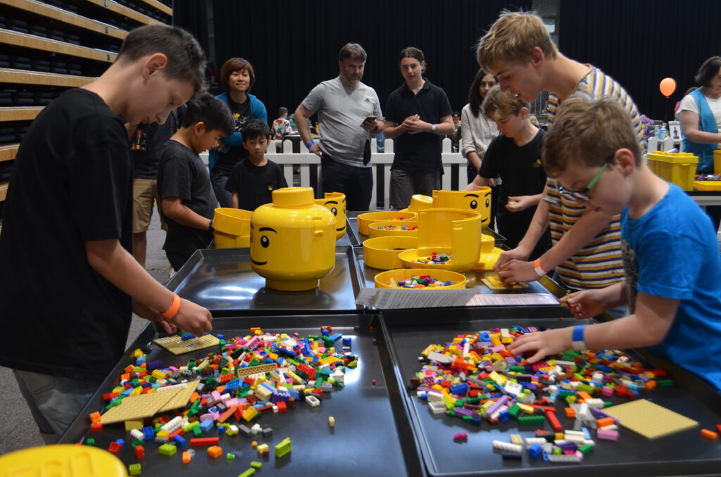 Kids playing with LEGO